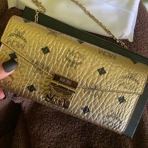 MCM gold wallet bag